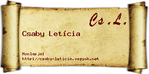 Csaby Letícia névjegykártya